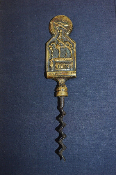 Rare Antique Scottish Brass Corkscrew Battle Hawick 1514 Capture of English Flag