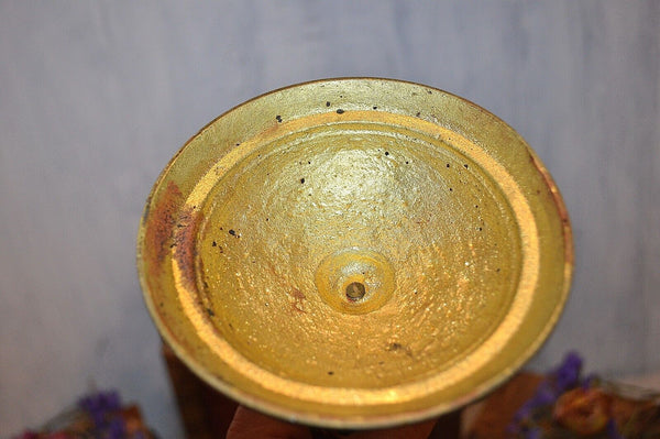 Antique Pair French Gilt Brass Altar Candles Religious Candlesticks