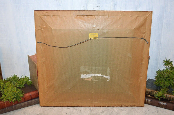 Antique Gilt Framed Lithograph Art Victorian Children Boy Girl Landscape Fishing