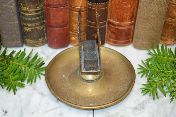 Antique French Gilt Brass Match Box Holder Tray Stand Bow Ribbon Medallion