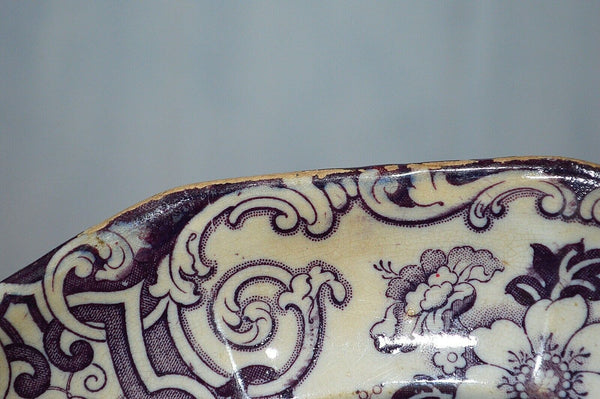 Antique Purple Mulberry Transferware Plate Ironstone T W Simla Thomas Walker