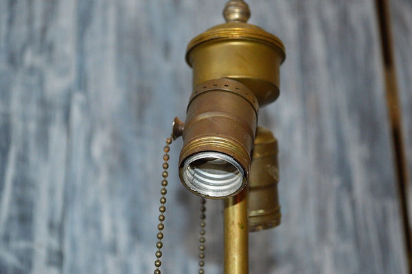 Antique French Bronze Altar Candlestick Lamp Double Socket Jesus Mary Joseph