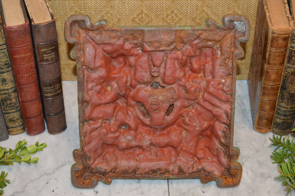 Antique German Santa Christmas Tree Stand Cast Iron Holder