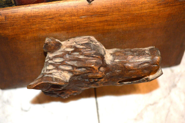 Antique German Black Forest Carved Wood Wild Boar Head Dimensional Plaque