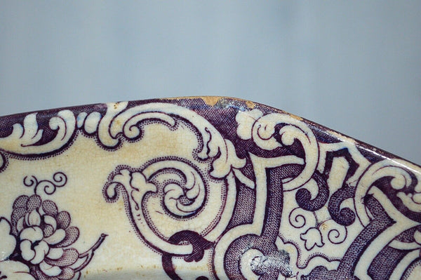Antique Purple Mulberry Transferware Plate Ironstone T W Simla Thomas Walker