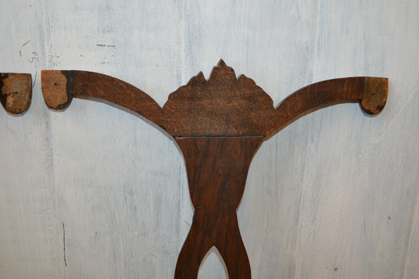 Antique Pair German Black Forest Carved Wood Architectural Elements Mounts
