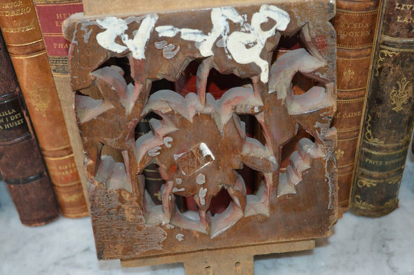 Antique Chinese Wood Gilt Relief Fragment Panel Birds Floral Squirrel Symbol