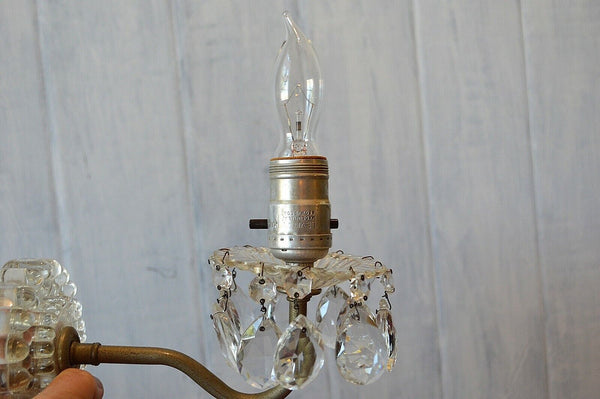 Vintage Beaded Glass Wall Sconce Light Fixture with Chandelier Crystals