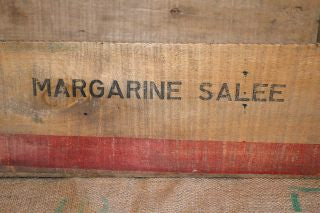 Antique French Margarine Butter Box Wood Crate Advertising Kitchen Display