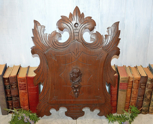 Antique Eastlake Carved Wood Cherub Magazine Letter Rack Wall Mount
