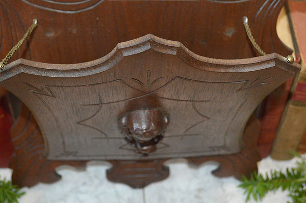 Antique Eastlake Carved Wood Cherub Magazine Letter Rack Wall Mount