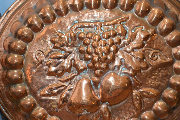 Vintage Italian Copper Kitchen Mold Large Tin Lined Fruit Design