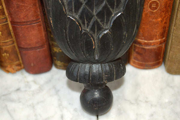 Antique German Black Forest Carved Wood Plaque Artichoke Pinecone Trim