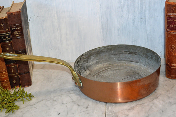 Dehillerin French Copper Sauce Saute Pan Brass Handle Paris Mark 8"