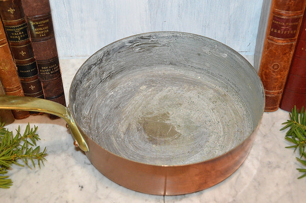 Dehillerin French Copper Sauce Saute Pan Brass Handle Paris Mark 9 3/4"
