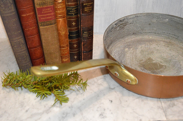 Dehillerin French Copper Sauce Saute Pan Brass Handle Paris Mark 9 3/4"