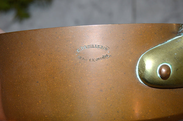 Dehillerin French Copper Sauce Saute Pan Brass Handle Paris Mark 9 3/4"