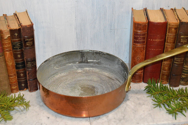 Dehillerin French Copper Sauce Saute Pan Brass Handle Paris Mark 9 3/4"