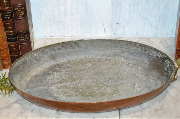 French Copper Dehillerin Fish Oval Saute Frying Pan Brass Handle