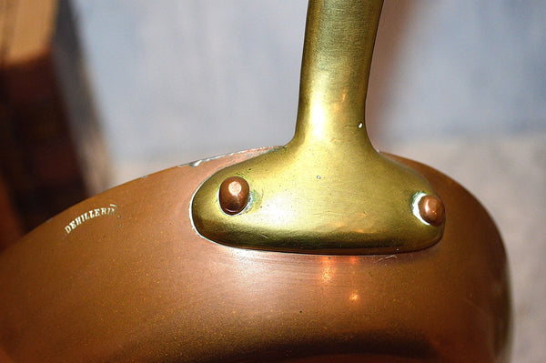 French Copper Dehillerin Fish Oval Saute Frying Pan Brass Handle