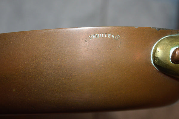 French Copper Dehillerin Fish Oval Saute Frying Pan Brass Handle