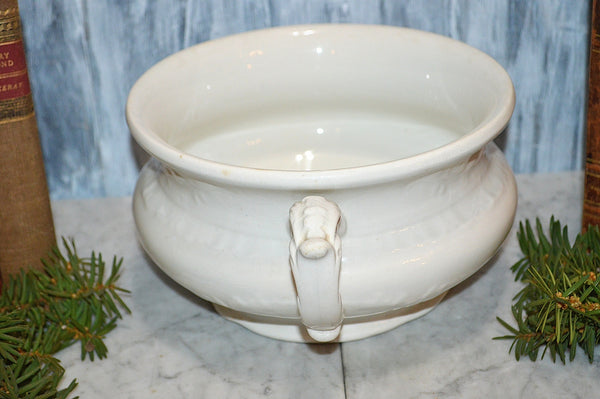 Antique White Chamber Pot Semi Porcelain German Dresden Laurel Wreath Mark