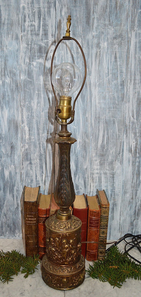 Antique Table Lamp Figural Cherubs Musical Instruments Brass 1907