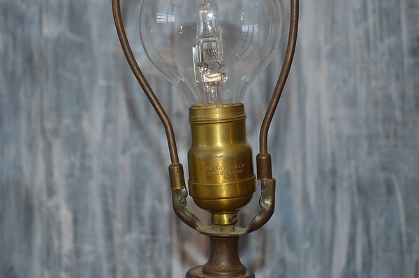 Antique Table Lamp Figural Cherubs Musical Instruments Brass 1907