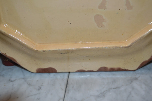 Antique Majolica Large Tray Platter Brown Fruit Motif Grapes and Lemons