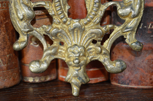 Antique Large French Bronze Mythological Fish Gargoyle Gothic Keyhole Escutcheon Hardware 2 Available - Antique Flea Finds - 3