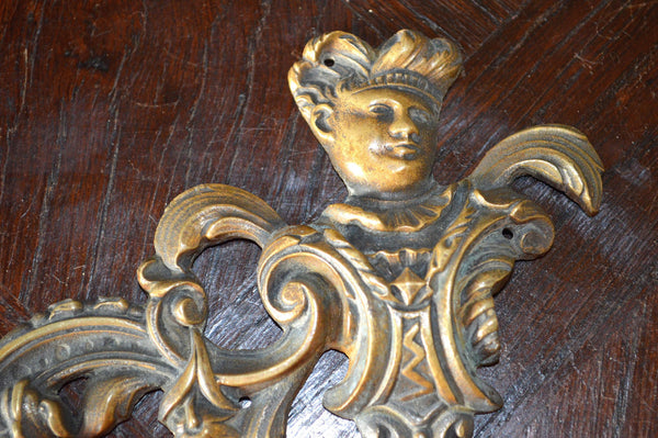 Antique Frenchman Pediment Bronze Renaissance Mount Hardware - Antique Flea Finds - 2