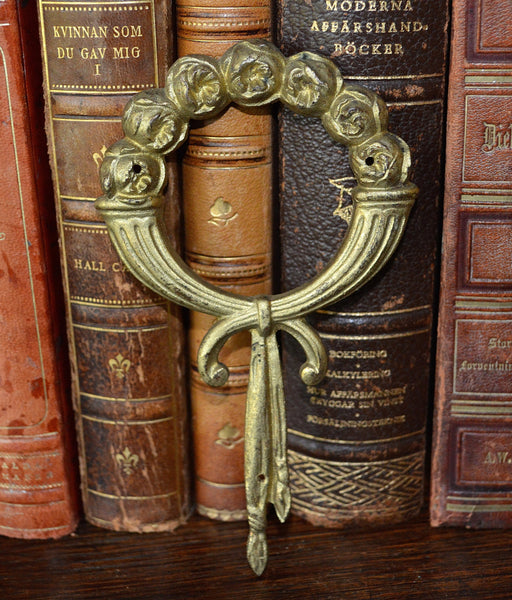 Antique French Ormolu Trim Mount Cabbage Roses On Wreath Hardware - Antique Flea Finds - 1
