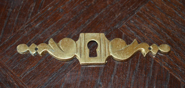 Antique French Art Deco Keyhole Escutcheon Horizontal Hardware - Antique Flea Finds