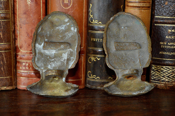Antique Pair French Drapery Finials Hardware Ornate Bronze Floral Design - Antique Flea Finds - 3
