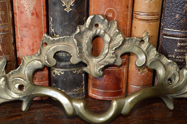 Antique French Bronze Large Drawer Pull Escutcheon Handle Hardware 2 Available - Antique Flea Finds
