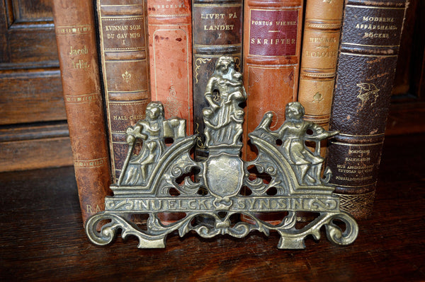 Antique French Pediment Clock Mount Figural Female Brass Hardware - Antique Flea Finds - 1