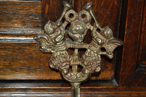 Antique Hook Cherubs Trumpeting Angels Brass Hardware - Antique Flea Finds - 1