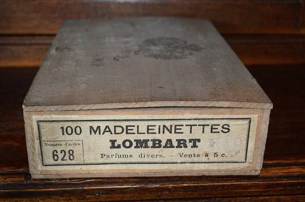 Antique Chocolate Box French Wooden Lombart Paris Chocolat Crown Laurel Wreath - Antique Flea Finds