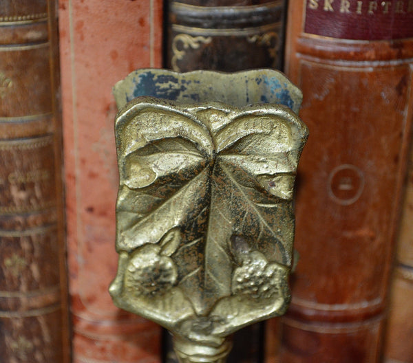 Antique French Tabletop Match Safe Ormolu Gilt Bronze Berries Leaves - Antique Flea Finds - 3