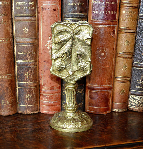 Antique French Tabletop Match Safe Ormolu Gilt Bronze Berries Leaves - Antique Flea Finds - 1