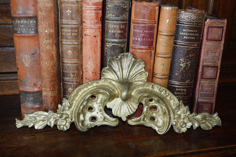 Antique French Bronze Pediment Shell Ormolu Mount Hardware - Antique Flea Finds