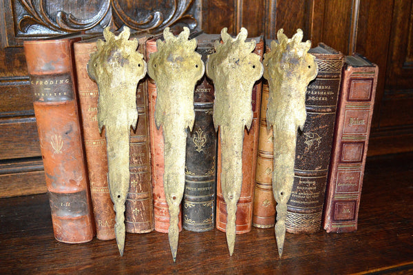 Antique Large Pair French Pediments Ormolu Bronze Floral Basket Mounts 2 Pair Available - Antique Flea Finds - 6