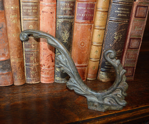 Antique French Cast Iron Large Coat Hook Hardware Shabby Chic - Antique Flea Finds - 1
