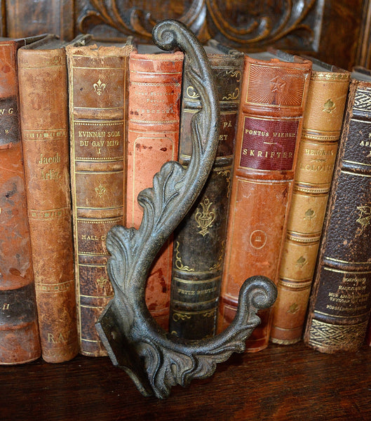 Antique French Cast Iron Large Coat Hook Hardware Shabby Chic - Antique Flea Finds - 3