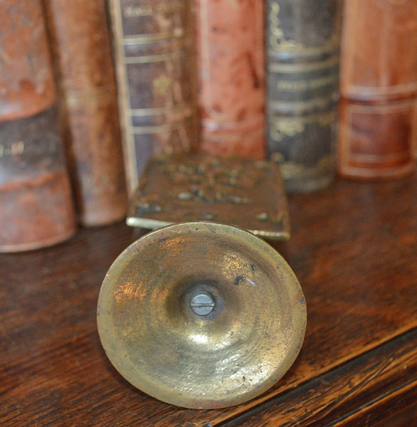 Antique French Match Safe Tabletop Stand Gilt Brass Grape Leaves - Antique Flea Finds - 5