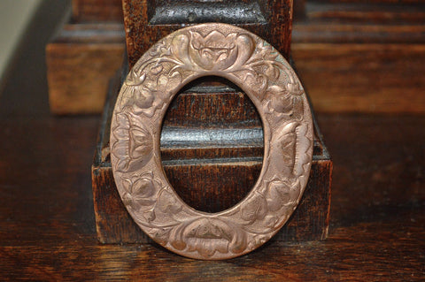 Antique Petite Frame Trim Copper Brass Floral Finding - Antique Flea Finds - 1