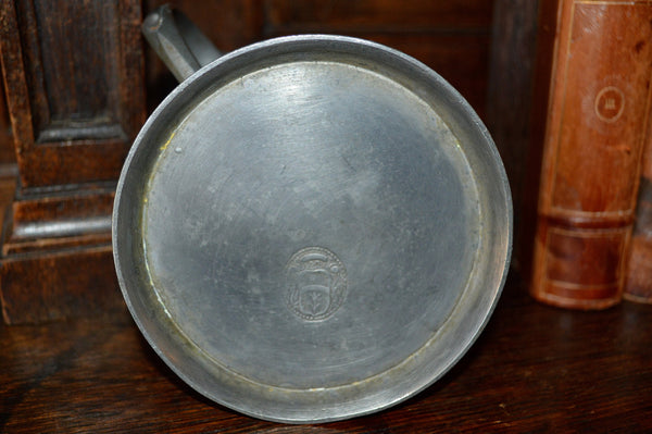 Antique German Pewter Stein Lidded With Relief Design & Figural Handle - Antique Flea Finds - 5