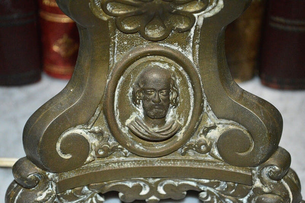 Antique French Bronze Altar Candlestick Lamp Double Socket Jesus Mary Joseph