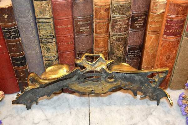Antique French Pediment Eagle Wings Snake Sickle Napoleonic Gilt Brass Mount