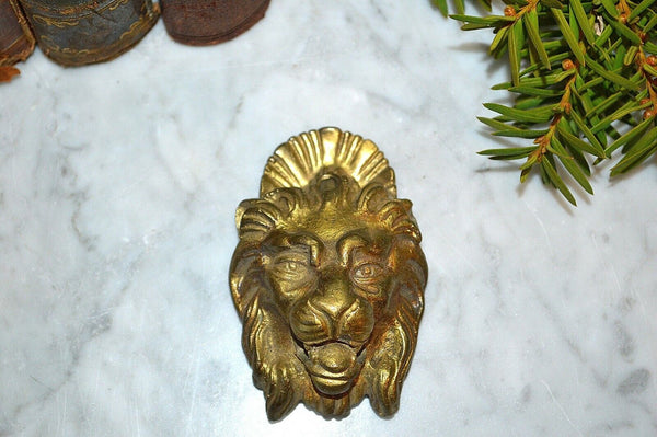 Antique French Bronze Gilt Ormolu Lion Head Mount